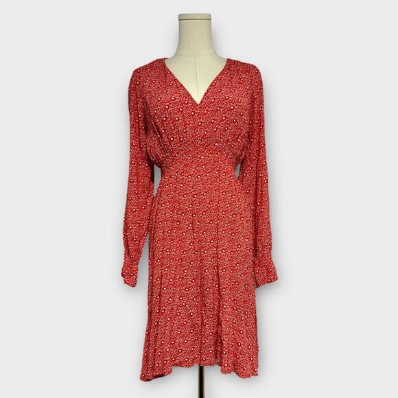 Anthropologie Maeve Monaco Red V-Neck Printed Dress Size Small - Picture 2 of 7